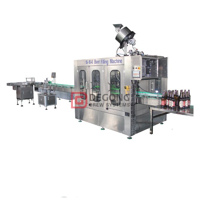 14-12-4 Máquina de engarrafamento automática de cerveja 3 em 1 sistema de enchimento e nivelamento e limpeza de garrafas de vidro